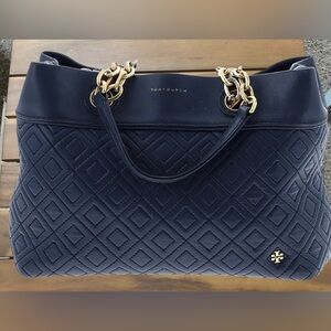 Tory Burch Navy Quilted Tote/Crossbody Bag